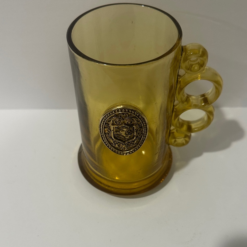 Amber Glass Mug with Emblem